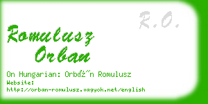 romulusz orban business card
